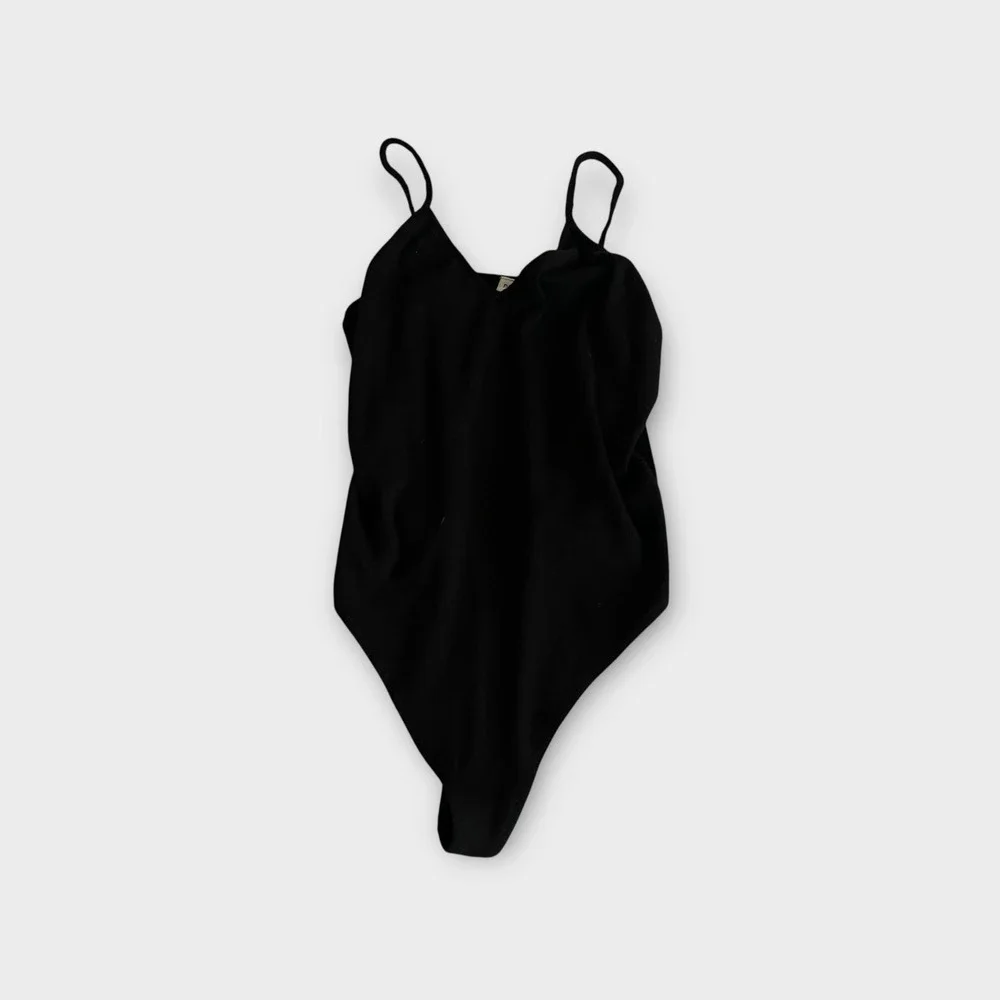 BP‎ Womens Black Ribbed V-Neck Spaghetti Strap Bodysuit Large NWT BP397555MI - Picture 3 of 9